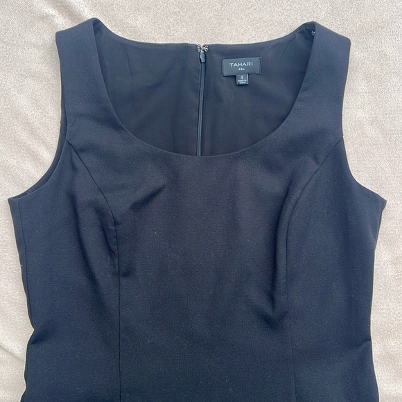 Tahari ASL Black Sheath Mini Dress Scoop Neck Sleeveless women’s 4 - Picture 5 of 8